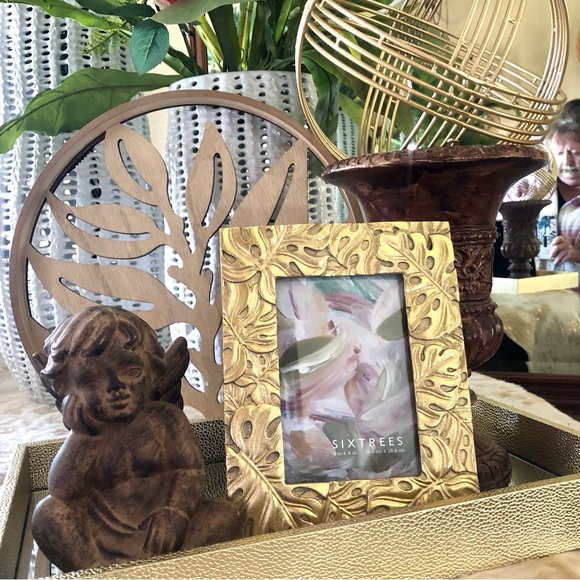 New! Neutral Carved Wood Hawaiian Leaf Wall Decor Pair - Picture 4 of 6